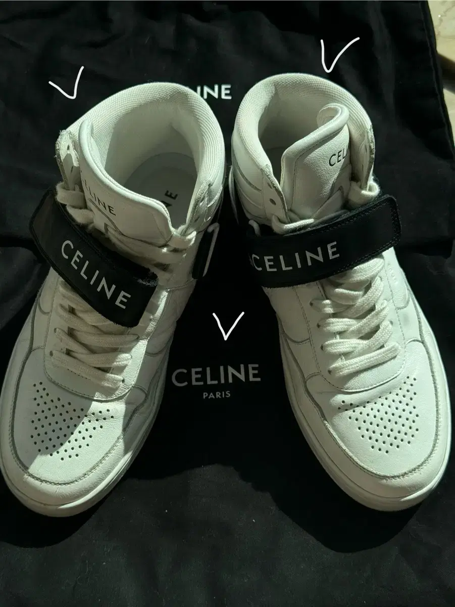 셀린느 카프스킨 벨크로 하이탑 운동화 스니커즈 CELINE